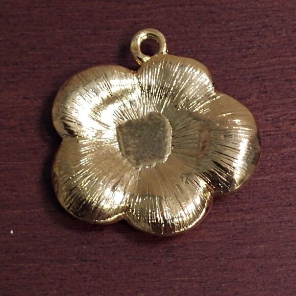 2 for $20 VTG Gold Rhinestone Rose Pendant Charm - Picture 4 of 6